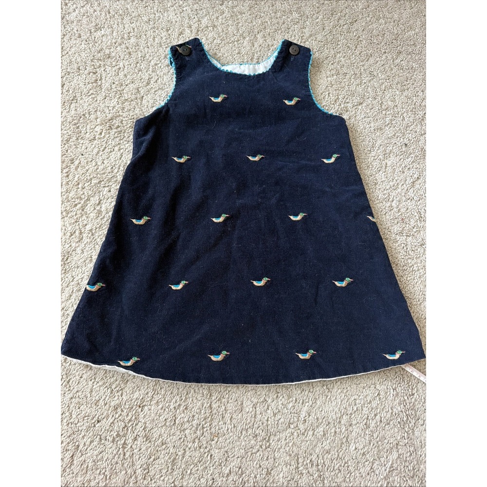 Glorimont Girls Dress Sz 3T Sleeveless Jumper Navy Corduroy Mallard Duck